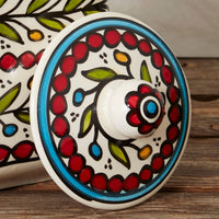 Ceramic Large Palestine Red Colorful Vine Canister