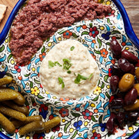 Ceramic Palestine Blue Floral Chips Dip Bowl