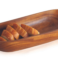 Long Acacia Wood Oval Bowl