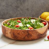 Palestine Medium Hand Carved Olive Wood Salad Bowl Set