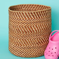 Small Brown Iringa Indoor Planter Toy Storage Woven Basket