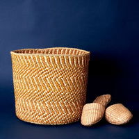 Large Yellow Iringa Indoor Planter Toy Storage Woven Basket