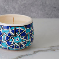 Small Blue Mosaic Ceramic Bowl Candle