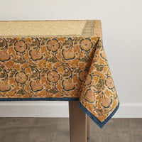 Kalamkaari Beige Floral 90 x 60 Rectangle Tablecloth