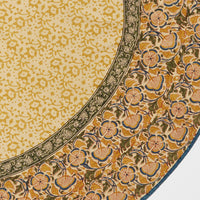 Kalamkaari Beige Floral 70 Round Tablecloth