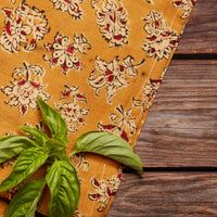 Kalamkaari Mustard Floral 20 x 20 Napkin Set