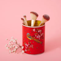 Red Spring Floral Pen Brush Holder