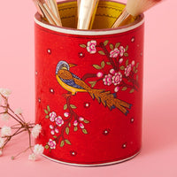 Red Spring Floral Pen Brush Holder