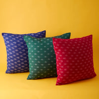 India Dark Green Woven Ikkat Pillow Cover