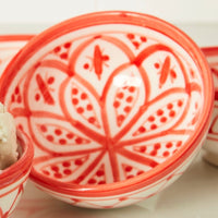 Red Arabesque Ceramic Dessert Bowls