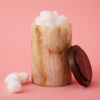 Medium Natural Onyx Stone Wood Canister