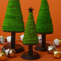 Tabletop Wood & Wool Christmas Trees Set