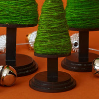 Tabletop Wood & Wool Christmas Trees Set