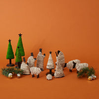 Tabletop Wood & Wool Nativity Scene Holiday Set