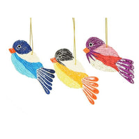 Quilled Paper Christmas Bird Ornament Set of 3