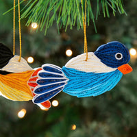 Quilled Paper Christmas Bird Ornament Set of 3