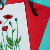 Quilled Paper Red Poppies Greeting Card
