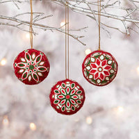 Quilled Paper Christmas Ball Ornament Set of 3