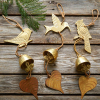 Small Humming Bird Brass Metal Hanging Wind Chime