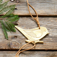 Small Wren Bird Brass Metal Hanging Wind Chime