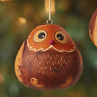 Mini Gourd Owl Ornament Set