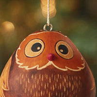 Mini Gourd Owl Ornament Set