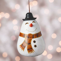 Mini Gourd Holiday Snowman Ornament
