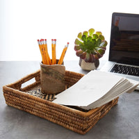 Zig Zag Banana Leaf Fruit Bread Office Rectangle Tray Set