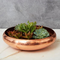 Wide Hand Hammered Copper Planter Bowl
