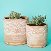Cylindrical Terracotta Pot Set