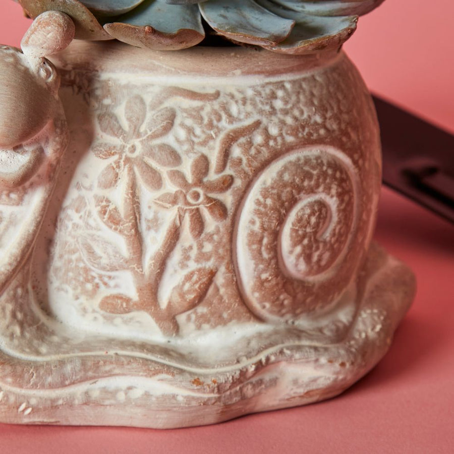 Small Floral Terracotta Snail Pot