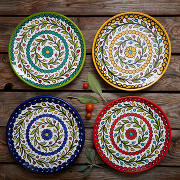Ceramic Palestine Colorful Vine Salad Plates Set