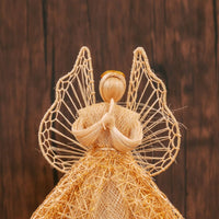 Abaca Gold Praying Angel Tree Topper