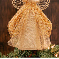 Abaca Gold Praying Angel Tree Topper