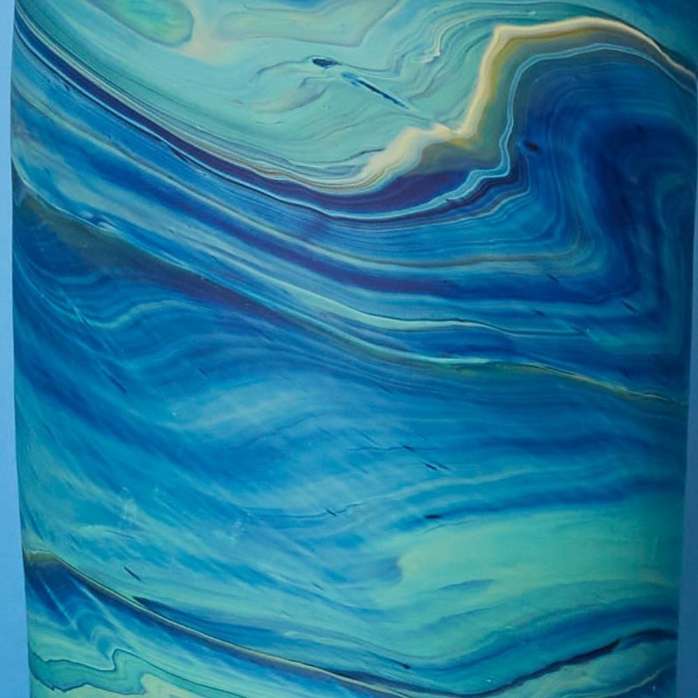 Hebron Glass Blue Swirls Tumbler Vase