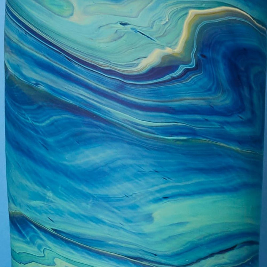 Hebron Glass Blue Swirls Tumbler Vase