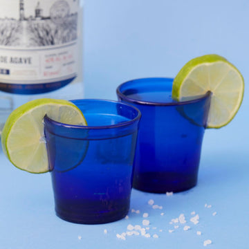 Hebron Glass Blue Shot Glasses