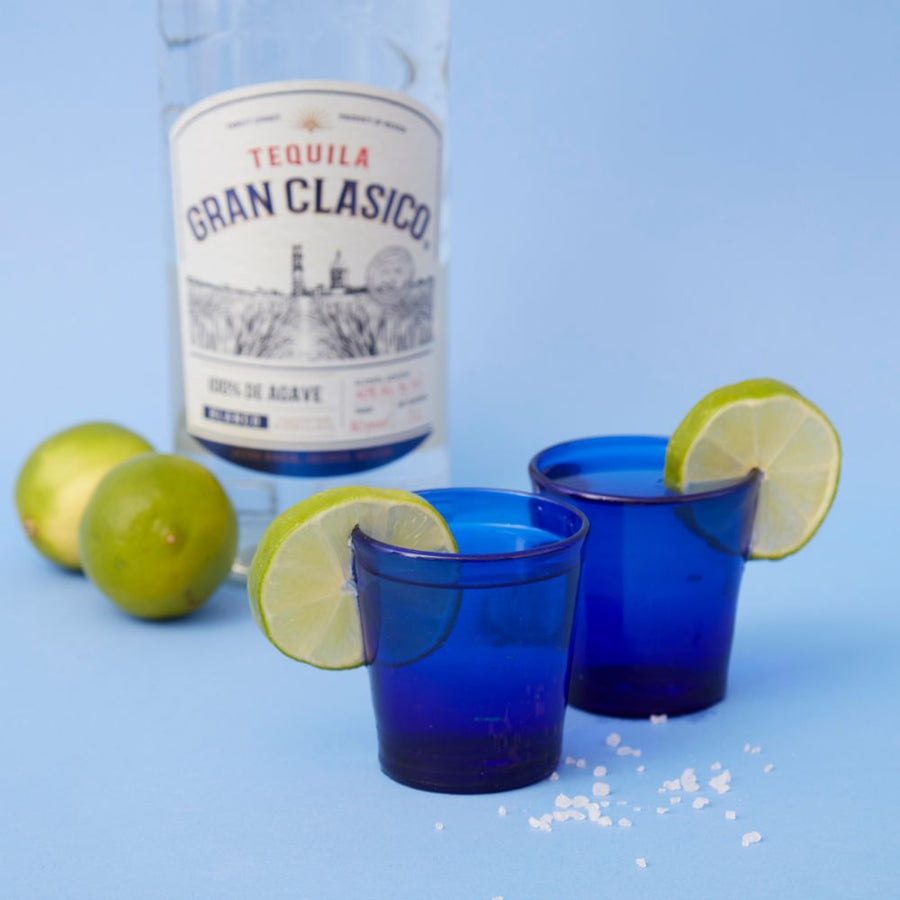 Hebron Glass Blue Shot Glasses