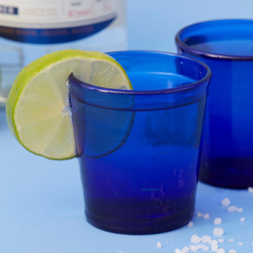 Hebron Glass Blue Shot Glasses