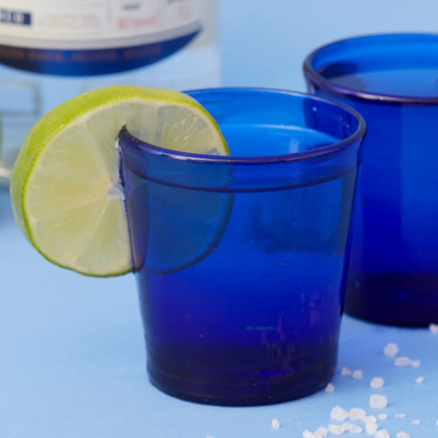 Hebron Glass Blue Shot Glasses
