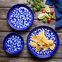 Jaipur Blue Pottery Serving Bowl and Gravy Pitcher Set