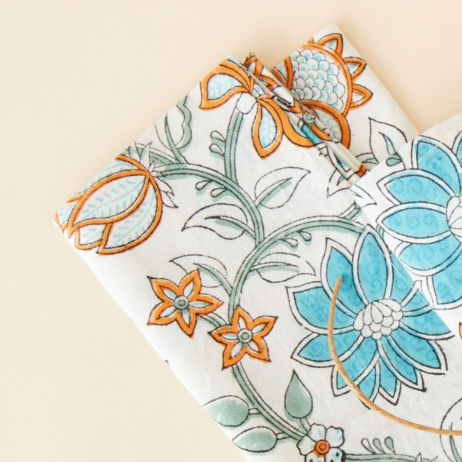 Lotus Vine Block Print Napkin Set
