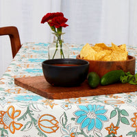 Lotus Vine Block Print 90 x 60 Rectangle Tablecloth