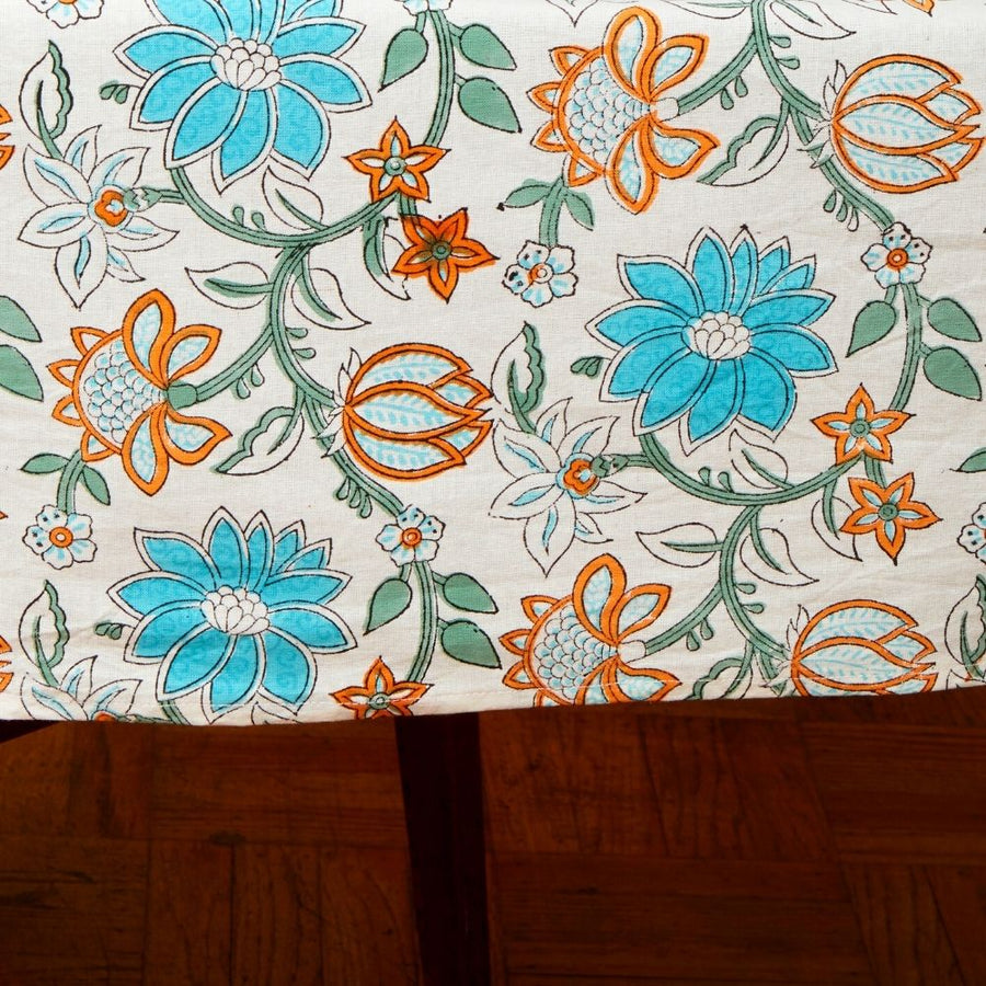 Lotus Vine Block Print 90 x 60 Rectangle Tablecloth