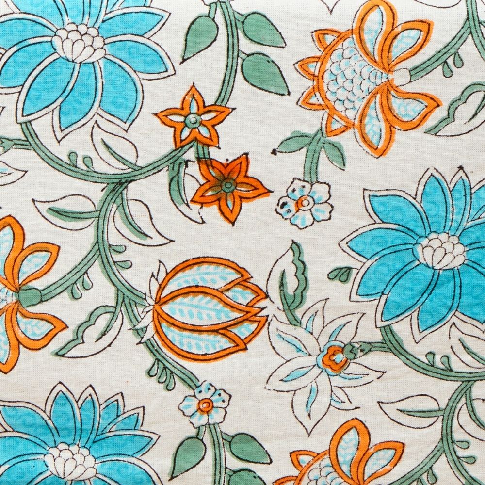 Lotus Vine Block Print 90 x 60 Rectangle Tablecloth