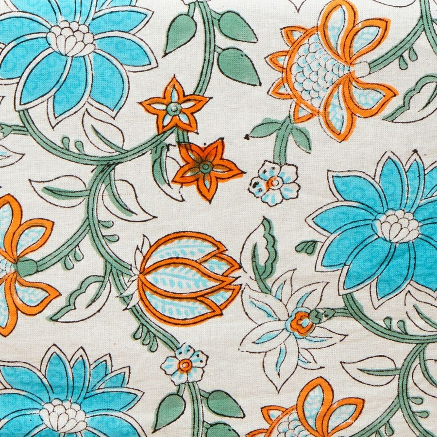 Lotus Vine Block Print 90 x 60 Rectangle Tablecloth