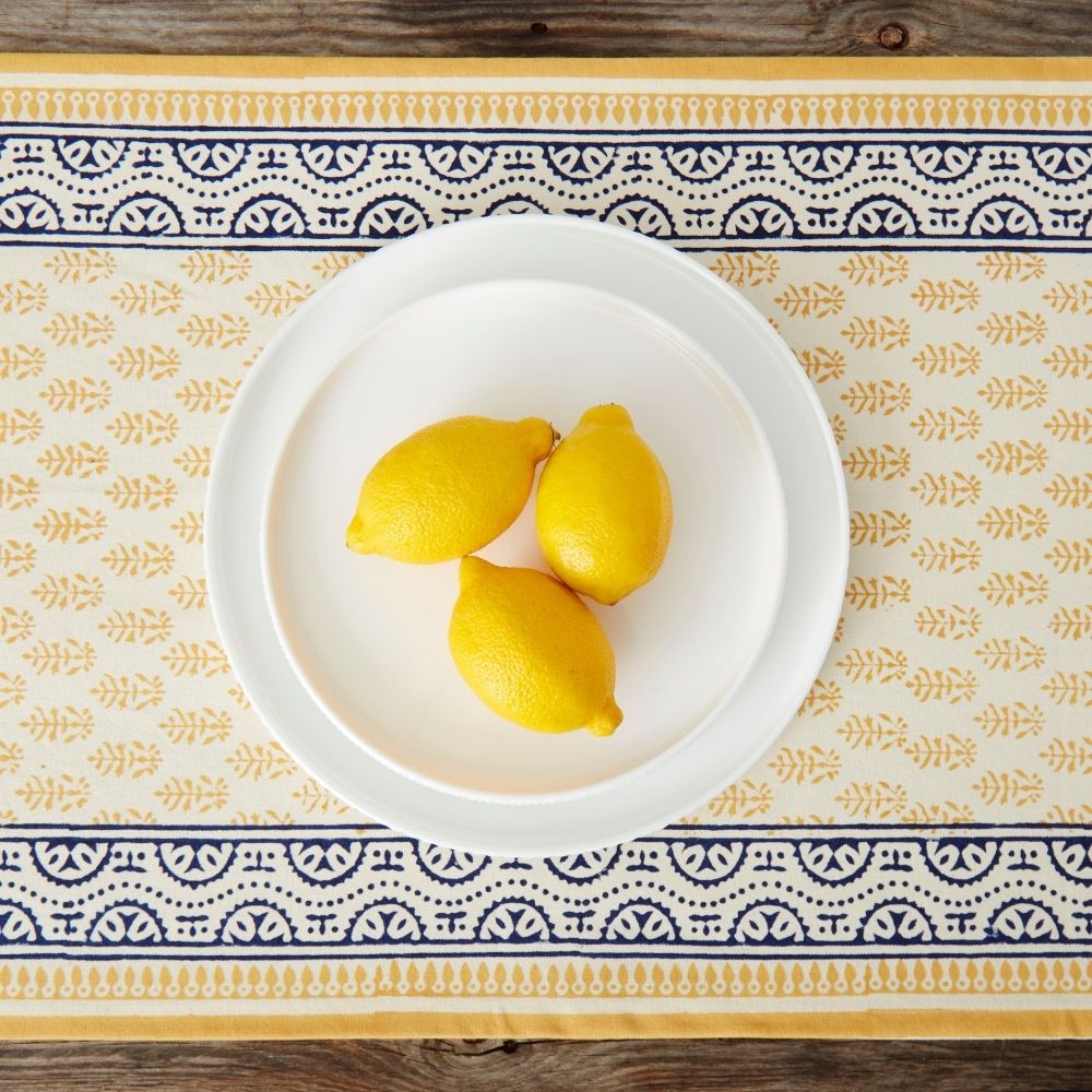 Yellow Blue Motif  Table Runner
