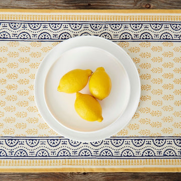 Yellow Blue Motif  Table Runner