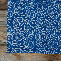 Indigo Paisley Vine Resist Block Print Napkin Set