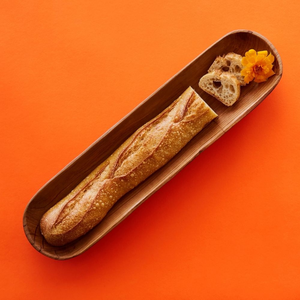 Long Olive Wood Baguette Bowl Set